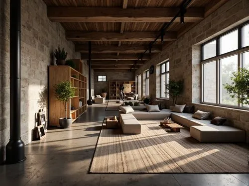 loft,lofts,minotti,wooden beams,danish furniture,officine,daylighting,dogpatch,living room,hardwood floors,interior design,associati,wooden floor,natuzzi,usine,modern office,gensler,livingroom,interiors,cassina