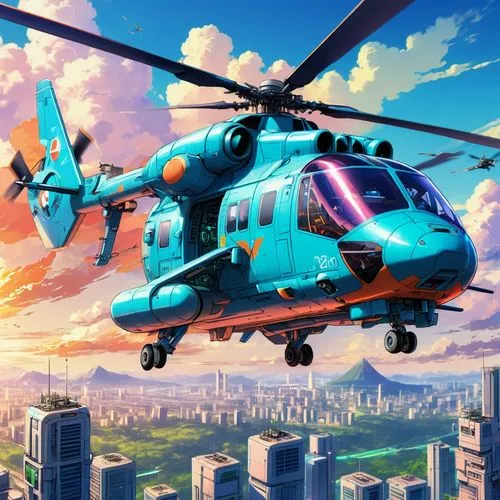 heliborne,eurocopter,heli,helos,skyvan,helicopters,Illustration,Japanese style,Japanese Style 03