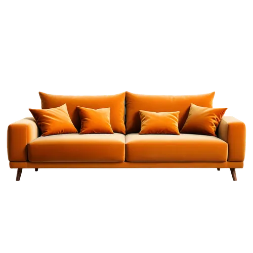 Couch, modern sofa, velvet fabric, soft cushion, wooden legs, comfortable seating, relaxation pose, morning sunlight, 3/4 composition, shallow depth of field, warm color tone, cinematic lighting, home