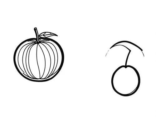 two apples and a tangerines sitting side by side,vegetable outlines,gourds,gourd,ornamental gourds,striped pumpkins,fruit icons,Design Sketch,Design Sketch,Rough Outline