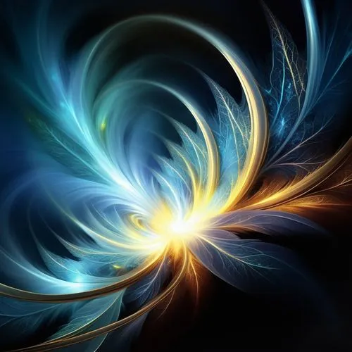 amazing fractal,abstract blue and yellow flower on black background,apophysis,light fractal,sunburst background,fractal art,abstract background,spiral background,Illustration,Realistic Fantasy,Realist