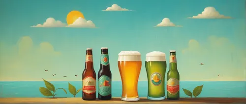 Write about a cheerful beer perfect for a sunny day,beer sets,beer bottles,craft beer,paulaner hefeweizen,wheat beer,summer still-life,beer bottle,draft beer,beer cocktail,glasses of beer,gluten-free 