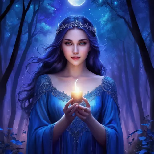 blue enchantress,sorceress,blue moon rose,mystical portrait of a girl,fantasy picture,fantasy portrait,celtic woman,the enchantress,fairy tale character,fantasy art,faerie,magical,the snow queen,enchanting,faery,blue moon,fairy queen,fantasy woman,enchanted,priestess,Illustration,Realistic Fantasy,Realistic Fantasy 01