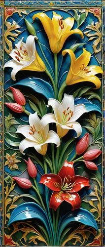 azulejos,floral ornament,maiolica,tulip background,spanish tile,majolica,Art,Classical Oil Painting,Classical Oil Painting 13