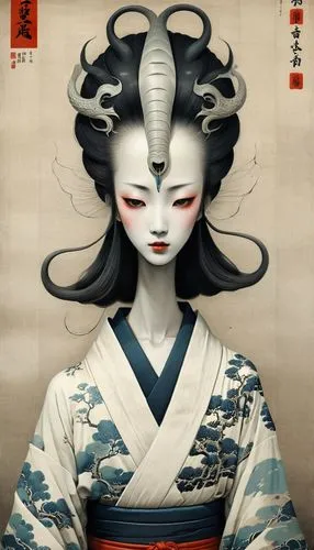 geisha,geisha girl,japanese art,samurai,japanese woman,japanese character,shinto,goki,chinese art,tsukemono,cool woodblock images,japanese culture,oriental girl,the japanese doll,oriental painting,oriental princess,taiwanese opera,oriental,japanese style,kitsune,Illustration,Realistic Fantasy,Realistic Fantasy 17