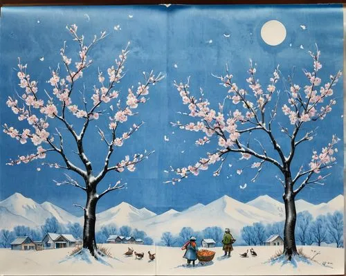 sakura trees,plum blossoms,cherry trees,takato cherry blossoms,japanese cherry trees,cold cherry blossoms,blue birds and blossom,almond trees,plum blossom,almond blossom,almond tree,sakura tree,cherry tree,snow scene,apricot blossom,sakura cherry tree,almond blossoms,japanese art,japanese floral background,cherry blossom japanese,Unique,Design,Blueprint