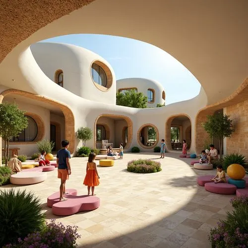 earthship,superadobe,3d rendering,ecovillages,courtyard,render,3d render,courtyards,3d rendered,caravanserai,arcosanti,patios,inside courtyard,ecovillage,hacienda,caravanserais,ecotopia,masseria,ghadames,dunes house