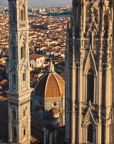 Detail of the Duomo Framed between Buildings,duomo,florence cathedral,duomo square,mole antonelliana,milan cathedral,trinità dei monti,modena,florence,duomo di milano,basilica of saint peter,chiesa di