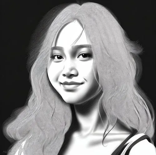 女生，黑色头发，黑白，线稿，线条艺术,the image is of a girl with long hair,ylonen,yenny,esna,yoong,girl drawing,woori,Design Sketch,Design Sketch,Character Sketch