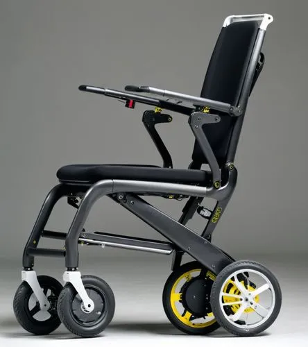 一辆碳纤维电动轮椅车
,a wheelchair with wheels, and arms on wheels, which is yellow and black,wheel chair,wheelchair,wheelchairs,cybex,stokke,new concept arms chair,Photography,Documentary Photography,Documenta