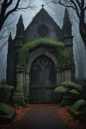 haunted cathedral,witch's house,witch house,old graveyard,graveyards,crypts,forest chapel,halloween background,ravenloft,graveyard,sunken church,creepy doorway,haunted house,mausoleum ruins,nunery,gothic church,gothic,burial ground,hallows,gothic style,Art,Artistic Painting,Artistic Painting 02
