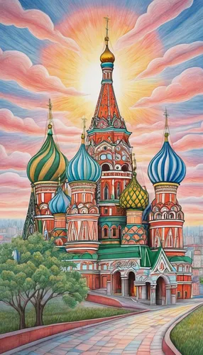 saint basil's cathedral,basil's cathedral,kremlin,the kremlin,the red square,red square,church painting,russia,russian folk style,khokhloma painting,roof domes,petersburg,red russian,russian pyramid,moscow,saint isaac's cathedral,orlovsky,moscow city,temple of christ the savior,saintpetersburg,Conceptual Art,Daily,Daily 17