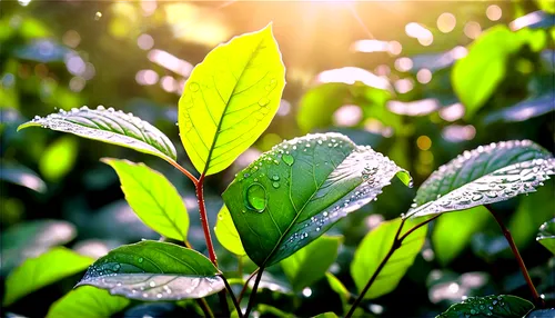 sunlight through leafs,morning light dew drops,green leaves,spring leaf background,tea plant,dewdrops in the morning sun,leaf green,morning dew,green wallpaper,green leaf,green plants,leaf background,early morning dew,garden dew,gum leaves,green plant,tree leaves,thick-leaf plant,fan leaf,leaves,Illustration,American Style,American Style 13