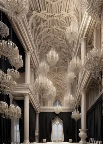 ornate room,chandelier,ceiling construction,royal interior,highclere castle,king abdullah i mosque,pipe organ,ceiling lighting,alcazar of seville,sheikh zayed grand mosque,hotel de cluny,ballroom,sheihk zayed mosque,doge's palace,jewelry（architecture）,3d rendering,structural plaster,gothic architecture,marble palace,the ceiling