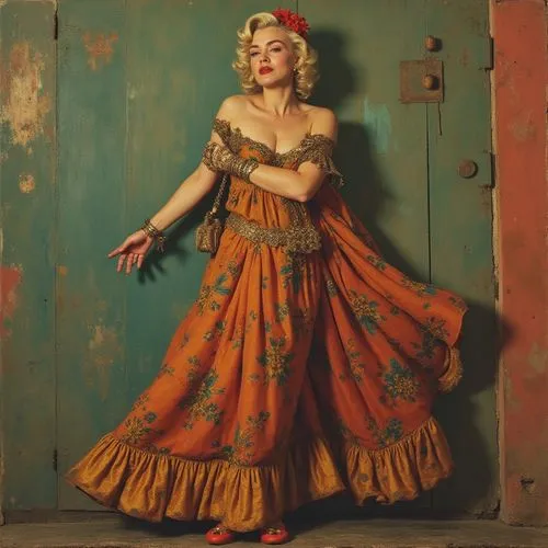 flamenca,vintage woman,flamenco,gitana,madonna,marilyn monroe,Art,Artistic Painting,Artistic Painting 41