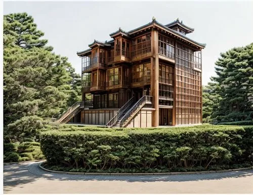 JAPANESE VILLA,timber house,chinese architecture,feng shui golf course,tree house hotel,wooden facade,wooden house,cubic house,archidaily,asian architecture,japanese architecture,wooden sauna,wooden c