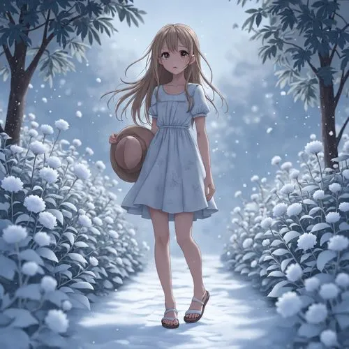 tsumugi kotobuki k-on,winter dress,winter background,white winter dress,renmei,taiga,Season,Winter