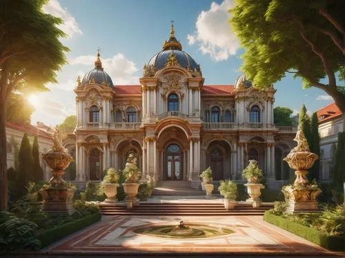 violet evergarden,mansion,mirogoj,victoriana,venanzio,fairy tale castle,vongola,europe palace,miramare,grand master's palace,gold castle,monastery,palaces,palladianism,sylvania,baroque,orphanage,villate,romanov,palace,Conceptual Art,Oil color,Oil Color 05