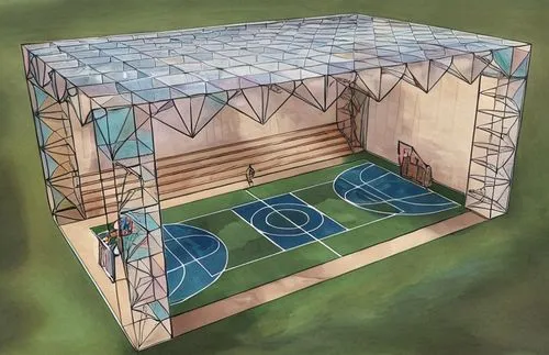 basketball court located in a park,water cube,cubic house,cube stilt houses,cube house,ball cube,isometric,soccer-specific stadium,eco-construction,enclosure,kennel,rubics cube,nonbuilding structure,w