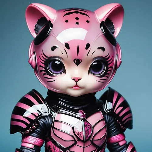 the pink panter,pink cat,doll cat,rubber doll,feline look,anthropomorphized animals,cute cartoon character,artist doll,killer doll,pink vector,cartoon cat,animals play dress-up,cat kawaii,tigerle,japanese doll,feline,zebra rosa,animal feline,cat warrior,painter doll,Illustration,Abstract Fantasy,Abstract Fantasy 10