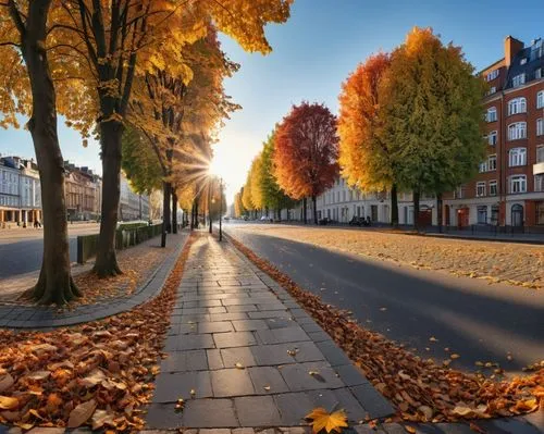 autumn background,beguinage,tree-lined avenue,autumn scenery,autumn morning,golden autumn,Photography,General,Realistic