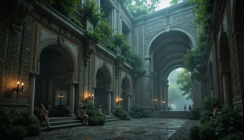 theed,verdant,labyrinthian,hall of the fallen,courtyard,environments,arbor,sse,hallway,cryengine,passage,sansar,courtyards,calydonian,barrayaran,green garden,corridor,elven forest,entrada,alhambra