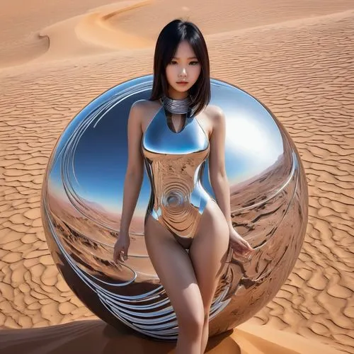 美麗可愛的日本女孩，沙漠星球.不鏽鋼反光,sand timer,glass sphere,sand seamless,crystal ball-photography,crystal ball,sphere,hourglass,asian vision,girl on the dune,spheres,3d bicoin,water lotus,bodypaint,sandglass,asian 