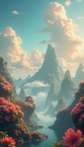 fantasy landscape,landscape background,mountain landscape,cartoon video game background,mountainous landscape,nature background