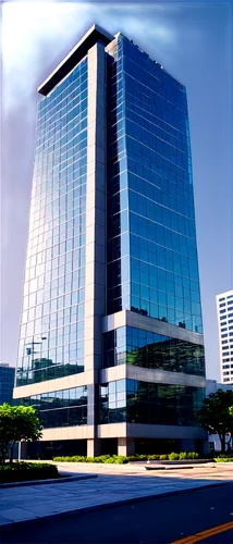 modern office building, sleek glass facade, steel frame, angular lines, cityscape view, skyscraper, 30 floors, rooftop garden, helipad, morning sunlight reflection, low-angle shot, 3/4 composition, ci