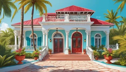 tropical house,holiday villa,dreamhouse,bahama,beach house,seaside resort,bahamonde,mustique,bungalows,house painting,belize,red roof,frederiksted,curacao,beachhouse,villa,christiansted,trinidad,key west,florida home,Unique,Design,Infographics