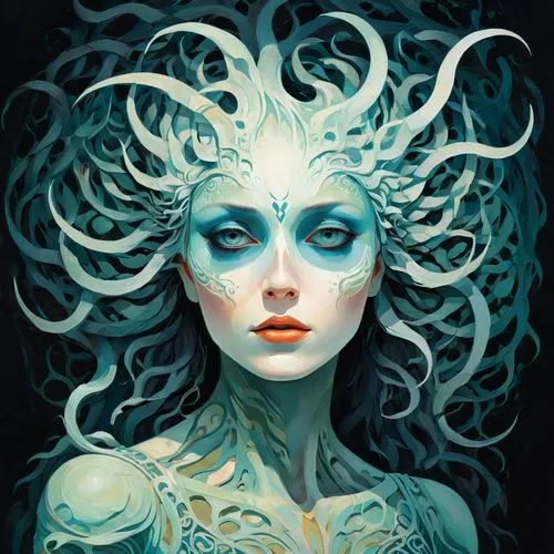 medusa,fathom,undine,amphitrite,merfolk,sirene,Illustration,Vector,Vector 08