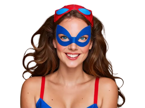 party mask,venetian mask,superheroine,super heroine,blue demon,arancha,monicagate,superhero background,wonderwoman,image editing,fantasy woman,aranha,masquerade,aranesp,tessmacher,halloween masks,pin-up girl,retro woman,superhero,red and blue,Illustration,Retro,Retro 10