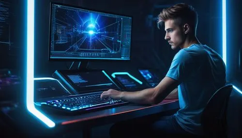 man with a computer,lan,computer workstation,computer game,computer freak,computer desk,cyber,cybertruck,computer room,computer art,computer addiction,game illustration,computer,pc,lures and buy new desktop,connectcompetition,cyber crime,coder,computer games,computer graphics,Illustration,Realistic Fantasy,Realistic Fantasy 30