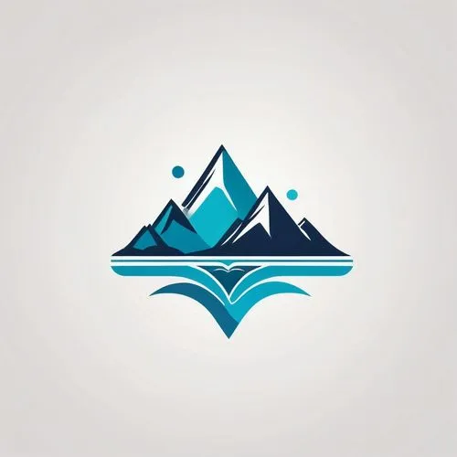 山和水的抽象符号，扁平风格,a mountain range with mountains in the background,dribbble,dribbble icon,verge,dribbble logo,infinity logo for autism,mountain slope,flat design,teal digital background,ssx,aoraki,glacia