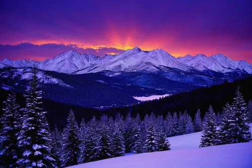 Denver Mountains Sunset. Wallpaper of sunset over snowy mountains,alpine sunset,mountain sunrise,snowy mountains,splendid colors,snow landscape,tatra mountains,snowy landscape,cascade mountain,snow mo