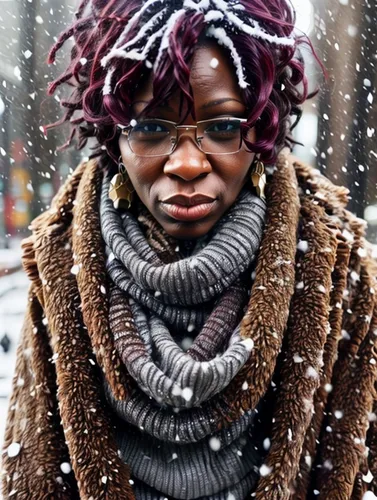 Beautyfull african woman under snow in winter, full body view,cold winter weather,cold weather,winters,wintry,the snow queen,the cold season,winter storm,eskimo,bundled,snowstorm,winter time,the snow 