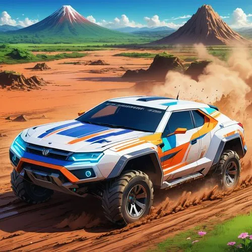 subaru rex,dakar rally,desert safari,desert run,deserticola,off-road car,Illustration,Japanese style,Japanese Style 03