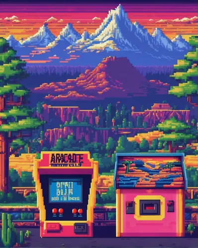 retro diner,retro background,convenience store,mountain world,retro styled,alpine restaurant,arcade,gas station,ice cream stand,gas-station,retro,retro frame,drive in restaurant,sega genesis,arcade game,bakery,pizzeria,mountains,ice cream shop,e-gas station,Unique,Pixel,Pixel 04