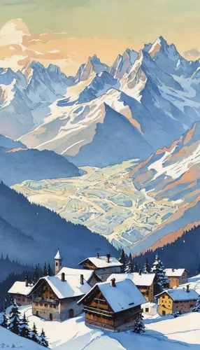 the alps,ortler winter,high alps,alpine region,whistler,alps,alpine village,alps elke,bernese alps,winter landscape,mont blanc,christmas landscape,snow landscape,ski resort,berge stahl,ramsau,engadin,arlberg,snowy mountains,alpine pastures,Illustration,Children,Children 04