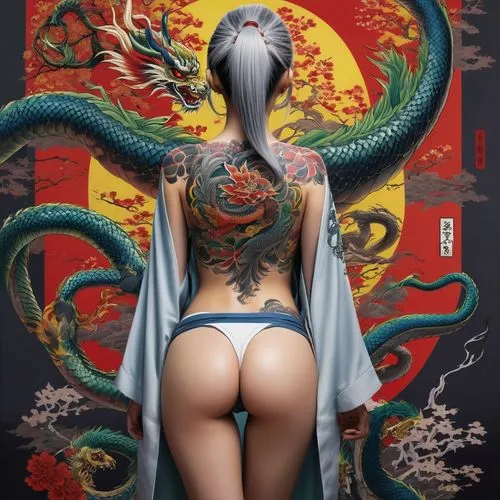 japanese art,moondragon,oriental painting,oriental girl,dakini,hoshihananomia,Illustration,Japanese style,Japanese Style 13