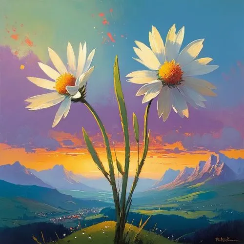 Edelweiss, comfort song, nostalgia from childhood, The Sound of Music,australian daisies,marguerite daisy,african daisies,daisies,margueritte,daisy flowers,flower painting,sun daisies,coneflowers,whit