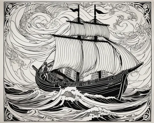 sail ship,sailing ship,caravel,sea sailing ship,maelstrom,full-rigged ship,star line art,tallship,sailing ships,swollen sail air,sailer,galleon ship,galleon,cd cover,ship releases,mayflower,windjammer,ghost ship,east indiaman,sails,Illustration,Black and White,Black and White 24