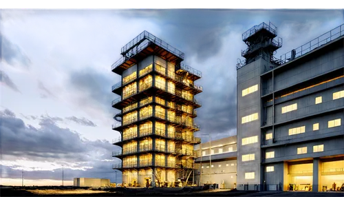 Industrial power plant, modern architecture, steel beams, concrete walls, generators, turbines, pipes, valves, control room, large windows, computer screens, workers in uniform, hard hats, safety gogg