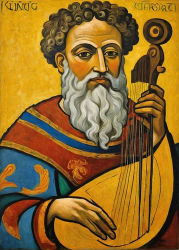 King David With The Lyre Painting by Sebastiano Conca,saint nicholias,greek orthodox,saint nicholas,cacciatore,celtic harp,trumpet of jericho,harp player,violoncello,kalo chorio,saint nicholas' day,st