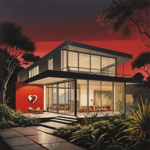 mid century house,modern house,mid century modern,smart home,neutra,contemporary,Conceptual Art,Oil color,Oil Color 09