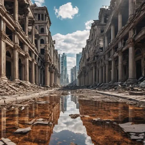 destroyed city,propylaea,ezzor,scythopolis,colonnaded,post-apocalyptic landscape,ancient rome,ruinas,luxury decay,aleppo,homs,post apocalyptic,anthropocene,syria,alexandria,the ancient world,ancient city,karnak,roman ancient,apocalyptic,Photography,General,Realistic