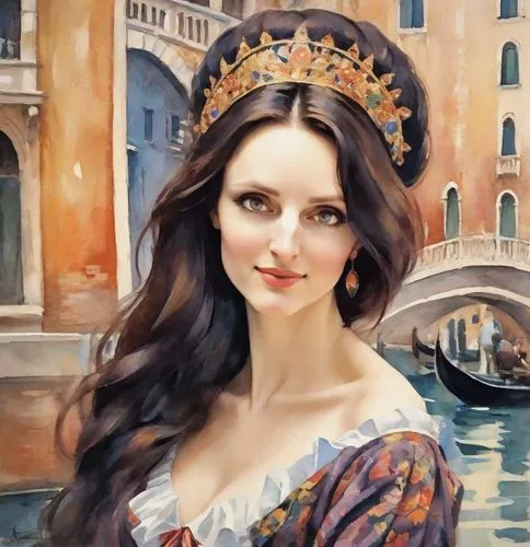 principessa,lucrezia,venetia,hallia venezia,venetians,the carnival of venice,Digital Art,Watercolor