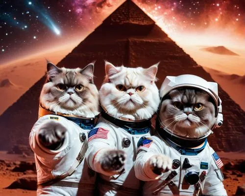 starfox,pyramide,triforce,mysterians,powerslave,sphinxes,espacial,vintage cats,mission to mars,mogwai,extraterrestrials,spacefarers,worldcat,cuecat,lolcats,catsoulis,pyramids,cosmonautics,cosmonautics day,triangles background,Conceptual Art,Sci-Fi,Sci-Fi 30