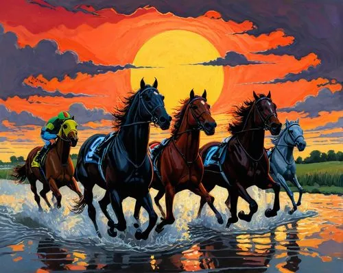 highwaymen,caballos,lusitanos,horsemen,chevaux,bay horses,Illustration,American Style,American Style 03