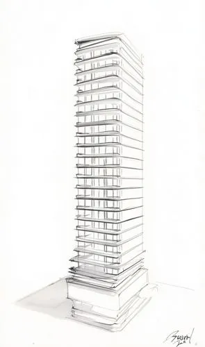 croqui em preto e branco, com fundo branco,a tall white drawing is in progress,unbuilt,high-rise building,supertall,residential tower,high rise building,skyscraper